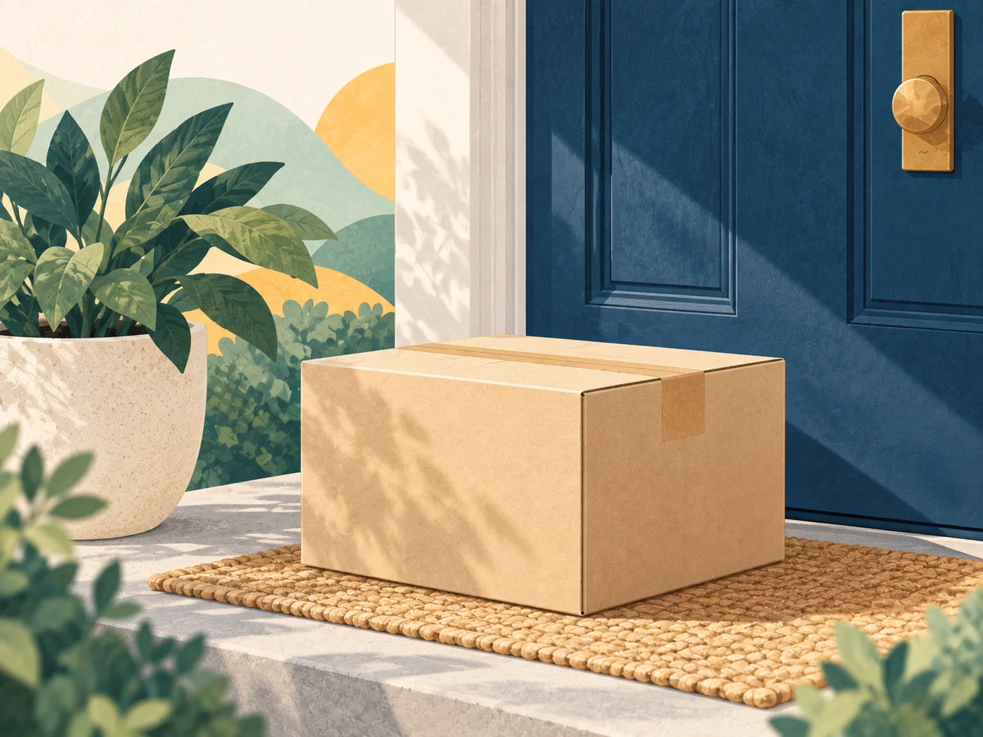 Package delivered to a front door